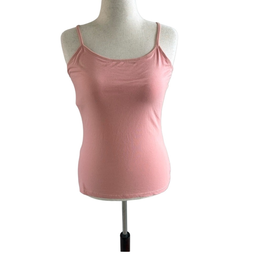 Women's peachy Pink Cami Top with built in shelf bra- size L